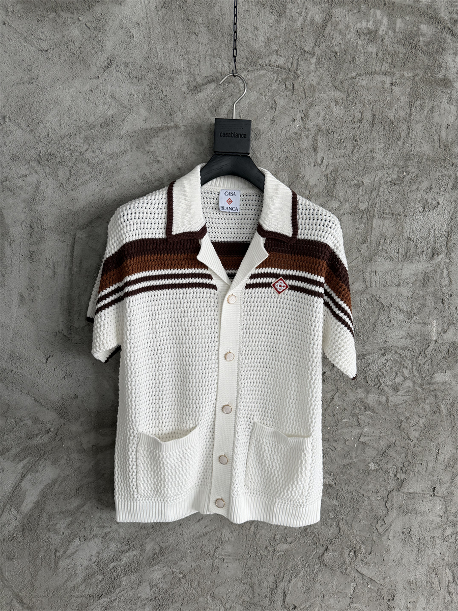 Men's Designer T-Shirt,Sports breathable cardigan,Knitted embroidery casual shirt,Summer short-sleeved loose cotton T-shirt,Sports fitness brea