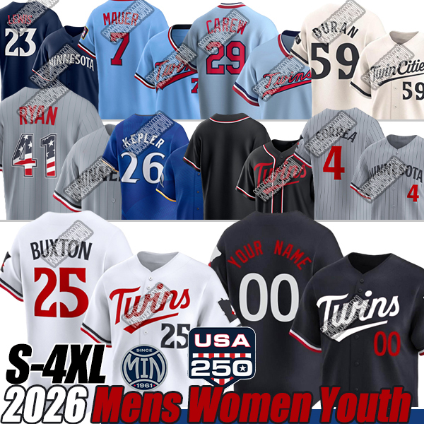 Custom Minnesotas Twins Jersey Baseball Jerseys Carlos Correa Byron Buxton Jhoan Duran Royce Lewis Matt Wallner 2026 city connect Jerseys 4XL-image-939900707