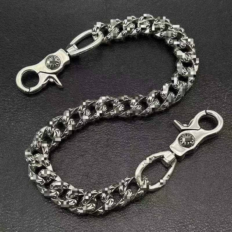 TOP quality Chome Cross luxury key Ring Designer leather Keyring Fashion charm Dice Thick Chain Key Chain Retro Cross Pendant Bag Chain Men Women Ca