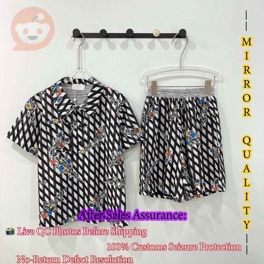 Channneled Clothing Style de marque de luxe à carreaux floraux assortis ensemble chemises boutonnées shorts en treillis vêtements de sport été de