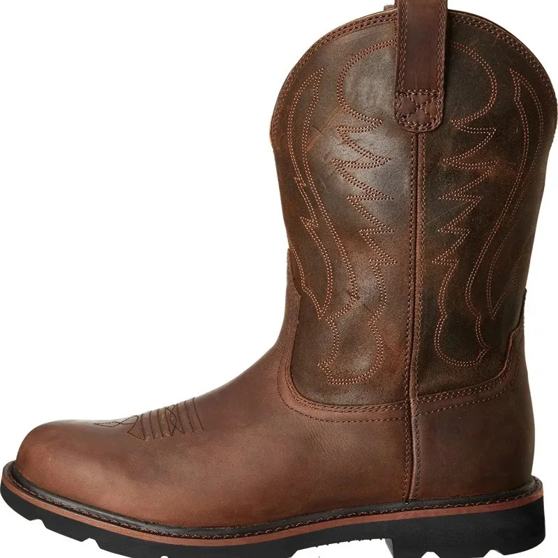 Large Size 48 Mens Boots Classic Handmade Embroidery Leather Booties Vintage Western Cowboy Boots Fashion Mens Motorcycle Boots 260612BJ