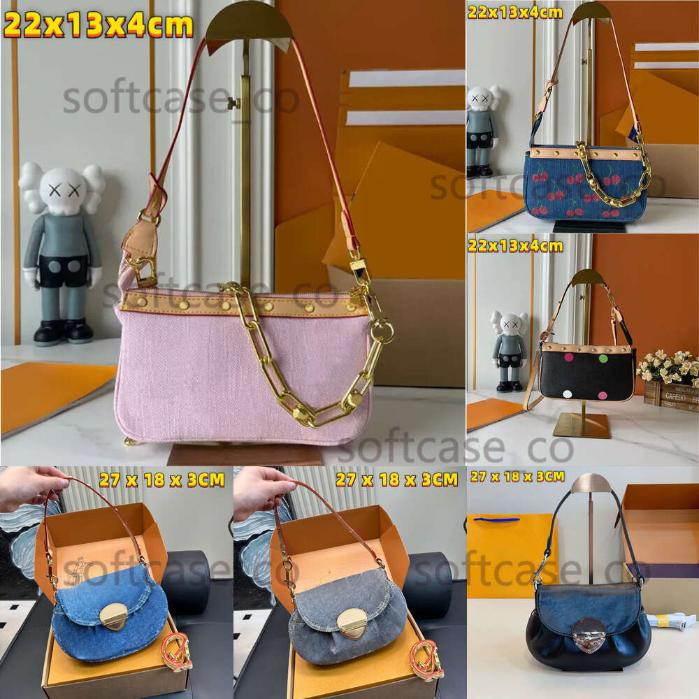 Designer Vintage Shoulder Takashi Murakami Denim Cherry Women Totes Wallets Purse Messenger Chain Crossbody Bags Luxury Handbag Evening Bag