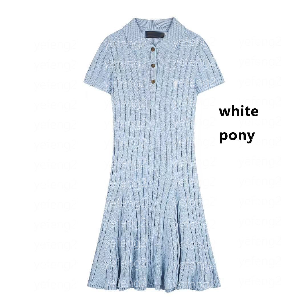 Robe de créateur Robe polo en tricot Mini broderie cheval Couleur unie Moulante Robe quotidienne décontractée