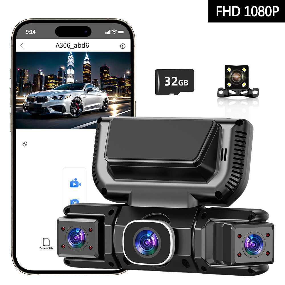 New 3inch Four-Channel HD Dash Cam Infrared Night Vision IPS HD Screen WiFi Mobile Phone Connection L260615 car dvr