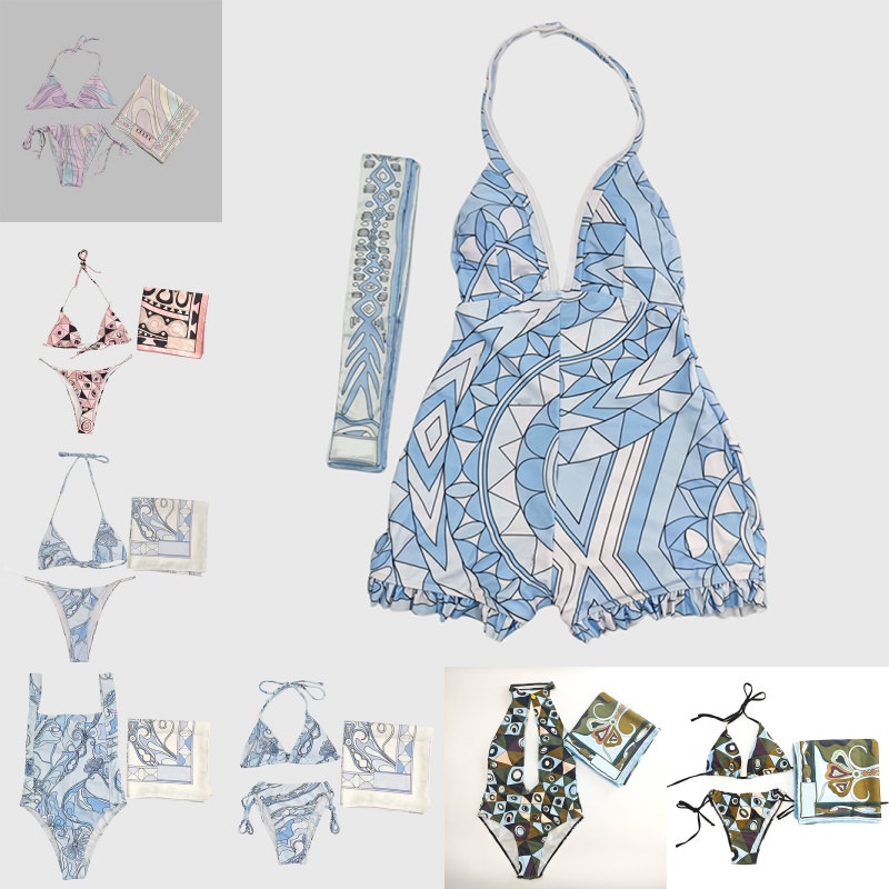 Designer Rainbow Bikinis Swimwear Scarf Headband Brand Women Swim Cover Up Skirt Sarong Luxury Cup Up Swimsuit Summer Beach Vacation Outfit Resor-image-841819728