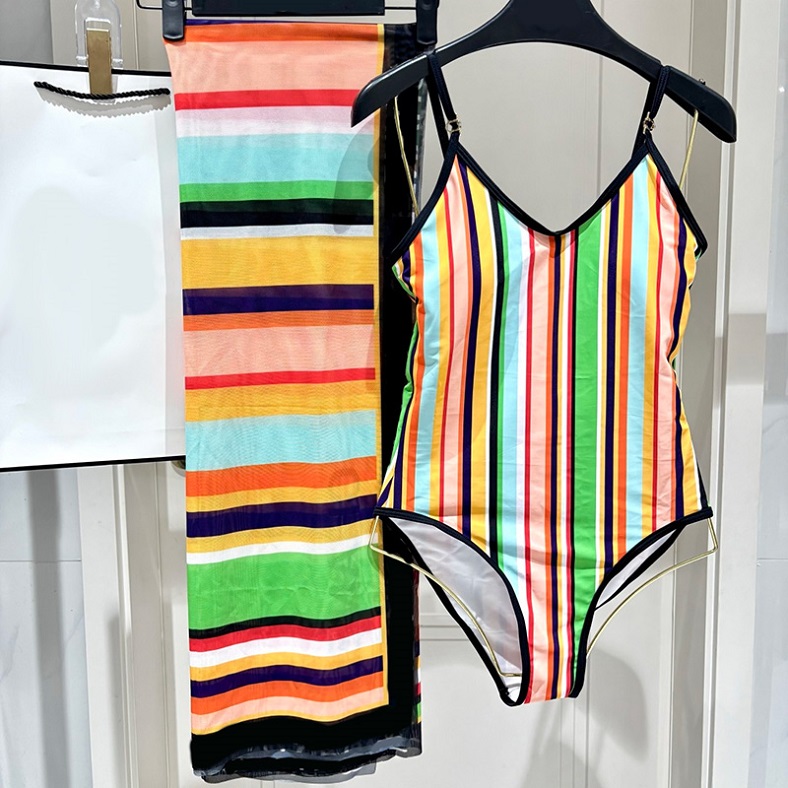 Designer Y2K Women Bikinis Luxury Letter Colored Slim Fit Lady Bodysuit Summer Beach Vacation Surfing Swimsuit-image-830563820