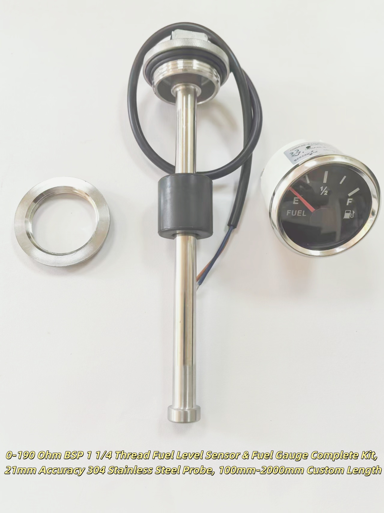 0-190Ohm European Threaded Flange Fuel Sender Kit with Fuel Gauge for Marine RV Truck-image-1109077794
