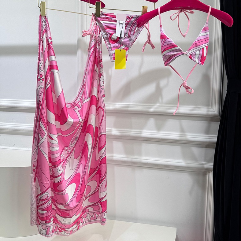 Sexy creux Bikini femmes maillot de bain en plein air maillots de bain pour femmes lettre imprimer femmes maillot de bain avec robe Sarong