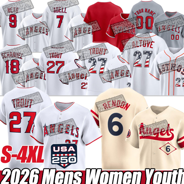 #27 Mike Trout Jersey #14 Logan O'Hoppe Jersey LA Angels Jerseys Anthony Rendon Jo Adell Taylor Ward Nolan Schanuel Niko Kavadas city connec-image-920648527
