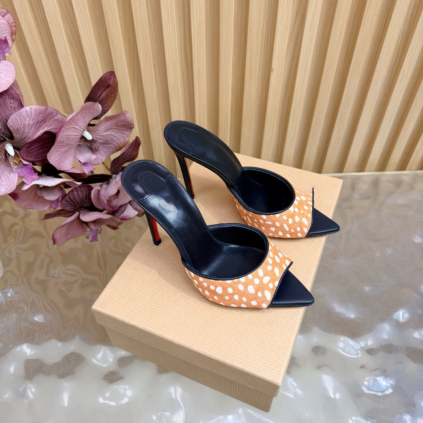 10A High-Quality Women's Premium Calf Hair Heels, Summer Women's Outing Stiletto Sandals