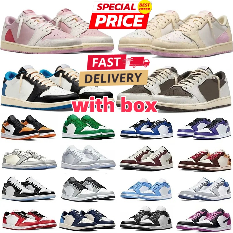 Designer 1 1s j1 low Basketball Shoes travis 1s Tropical Pink Shy Pink Pack Black Phantom Dark Mocha Velvet Brown 1s Canary Reverse Mocha Royal Blue