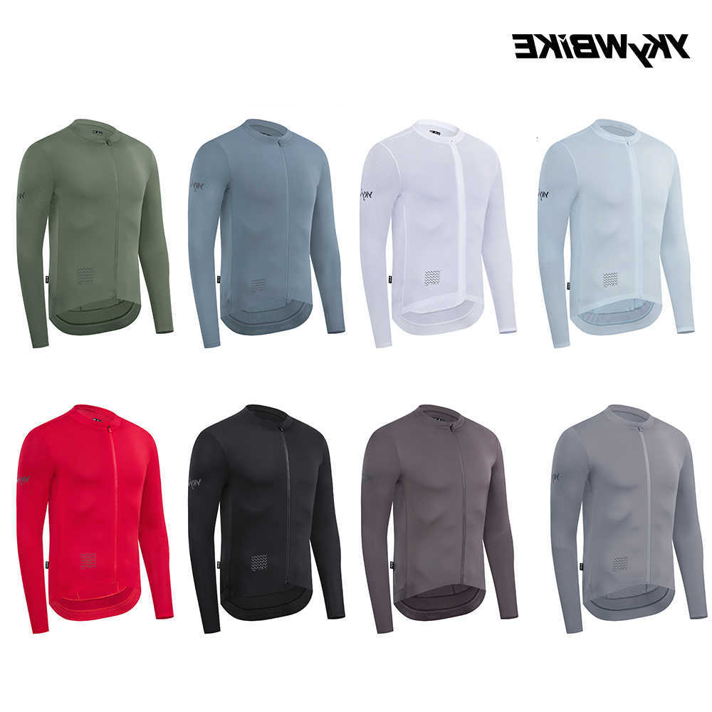 Team 50 YKYW UPF Thin Cycling Jersey Long Sleeve Mens Breathable Shirt Bike Tops Sun protection Sport Clothing YKK Zipper M260616