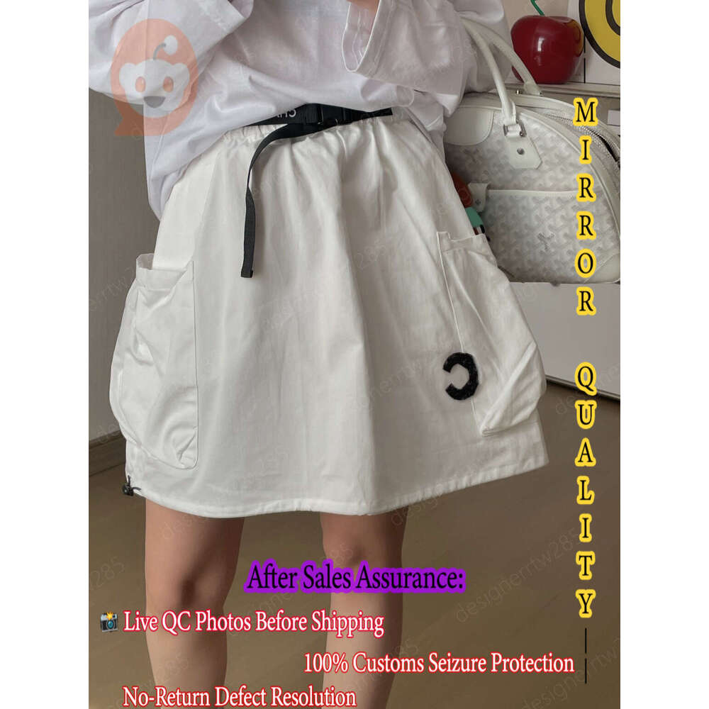 CC Designer Mini Skirt Luxury Brand Embroidered Letter Bubble Skirts Summer Cargo Belted High Quality Vintage Vestidos Robe Jupe-image-1111469978