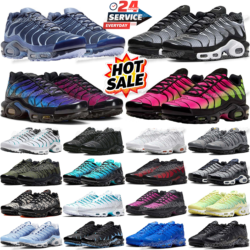 Tn Plus Running Shoes Mens Women Designer Tns Sneakers Triple White Black University Blue Pink Green Hyper Grey Black Gradient Tnss Walking Sports T