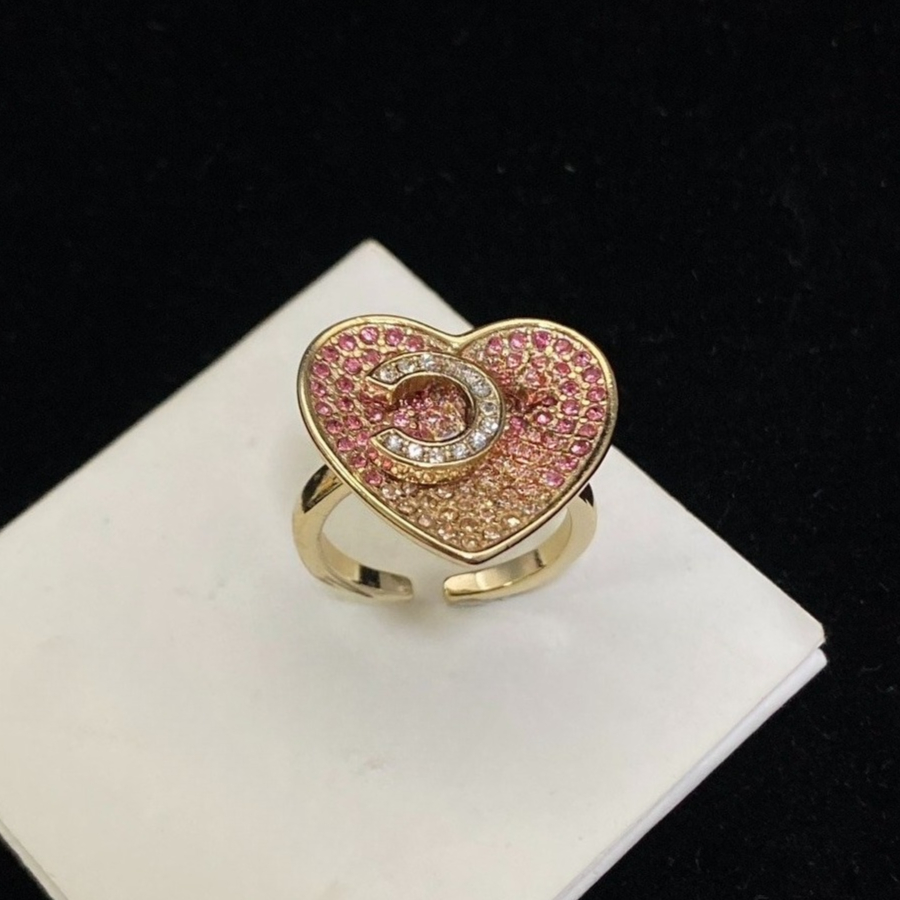 Designer Rings Luxury Letter Crystal Band Rings Gold Plated Opening Adjustable Ring For Women Party Fashion Jewelry Gift-image-1110604906