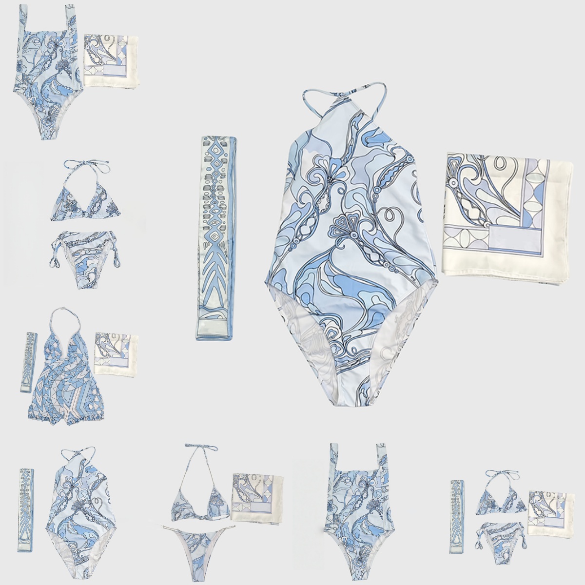 Soutien-Gorge De Plage Slip Bikinis Écharpe Bandeau pour Femmes Maillot De Bain Fendu Vacances D'été Yacht Piscine Maillot De Bain Fête Vintage M