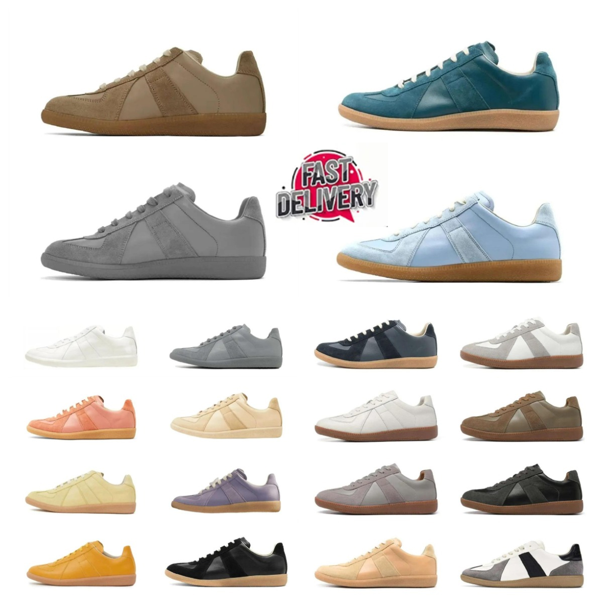 Con scatola Scarpe firmate Scarpe casual Uomo Donna Sneakers Bianco Rosso Verde Blu Nero Marrone Grigio Gum Navy Scarpe da ginnastica sportive all'a