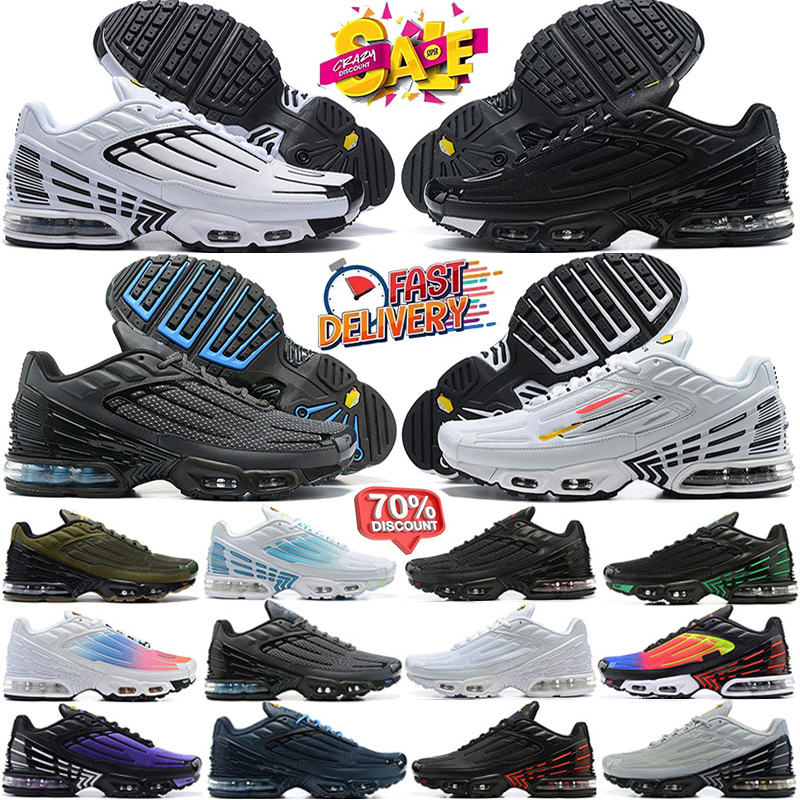 Designer Tn Plus Running Shoes Mens Womens Tn3 Shoes Triple Black White University Blue Red Midnight Navy Fashion Mens Trainers Outdoor Sports Sneak