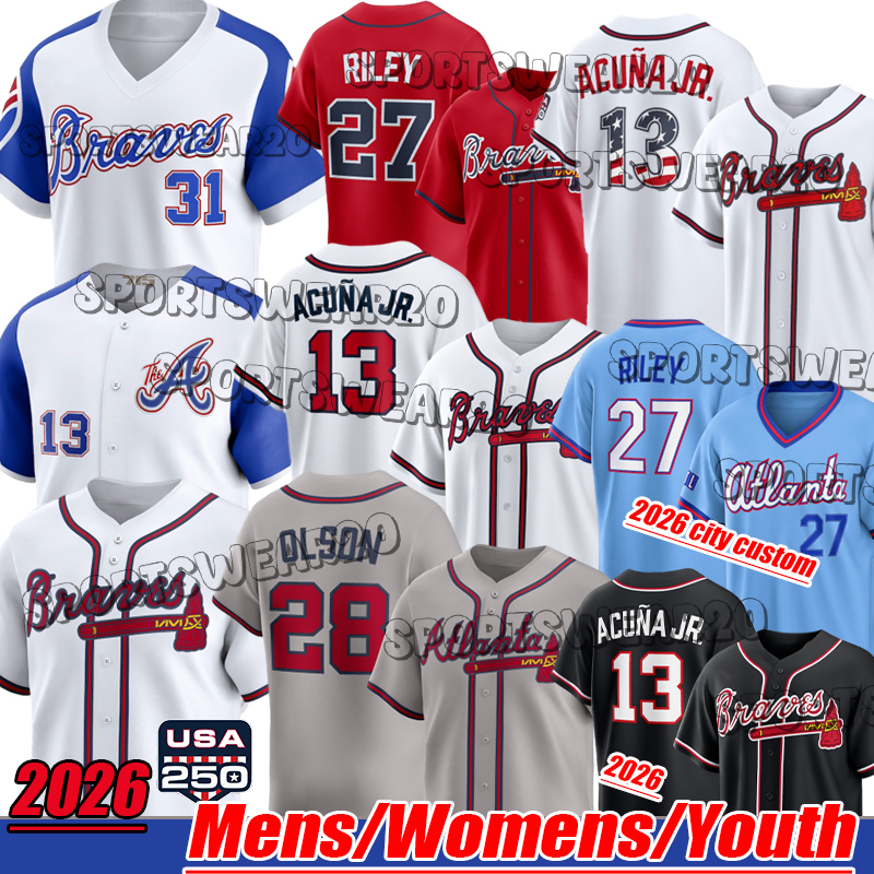 Atlantas braves Jerseys Ronald Acuna Jr. Jersey #1 Ozzie Albies Chris Sale Austin Riley Matt jersey 2026 city custom usa 250 Baseball Jerseys-image-951332761