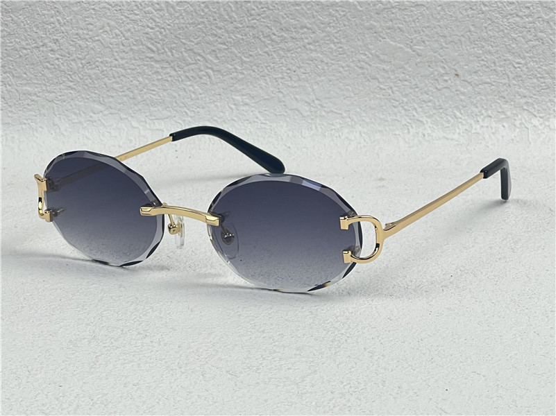 New fashion design oval sunglasses 0911S metal frame rimless cut lenses simple and popular style versatile outdoor UV400 protection glasses