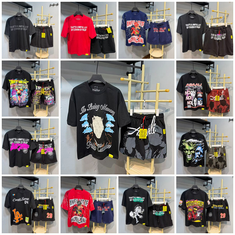 alocs ensemble de chemises t-shirt graphique affreux lotta Cought sryup chemise shorts chemise de créateur hommes été chemise décontractée ensemb