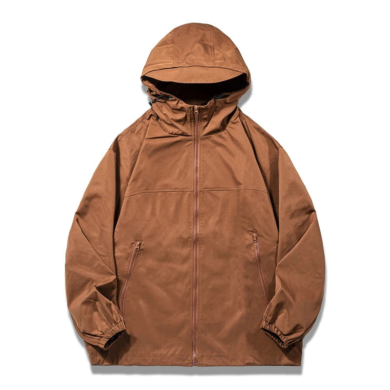 Summer Hooded Thin Jacket Male Windbreaker for Men Waterproof Sun Protection Clothing Full Zipper Quick Dry Skin Black Coat 260609BANJIA
