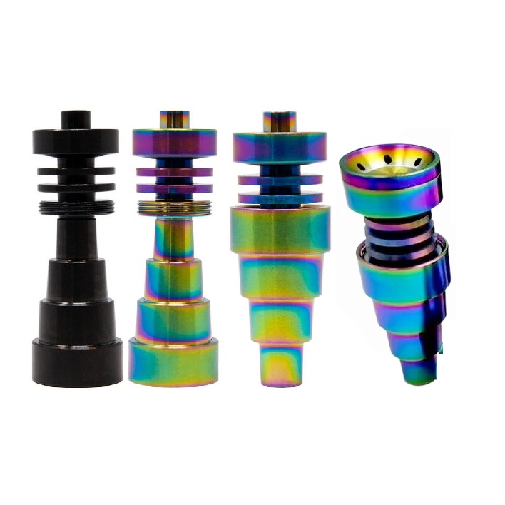 Colorful 6 in 1 Domeless Titanium Nail GR2 Nails 10mm 14mm and 19mm Male and Female Smoking Accessories Glass Bongs Water Pipes