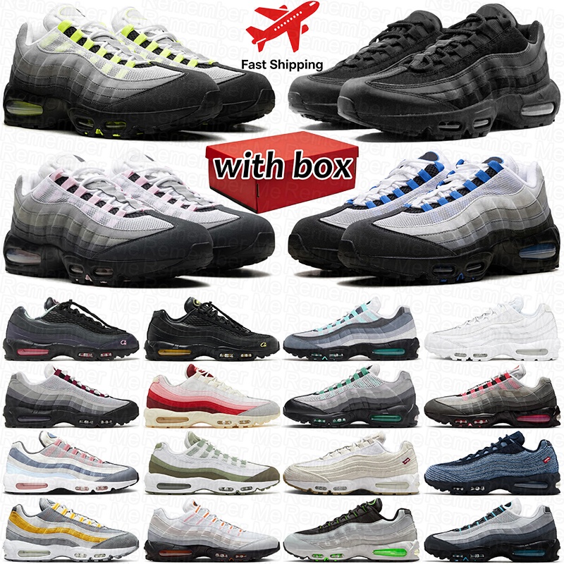 running shoes for men women designer 95 95s sneakers with box mens trainers Crystal Blue Cool Grey womens pink solar red-image-951949846