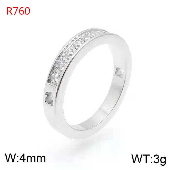 New Fashion Women Men Silver Gold Stainless Steel Span Bear Letter Cartoon Animal Circle Hollow White zircon Wable Letter Rings Jewelry A Gift-image-1110814644