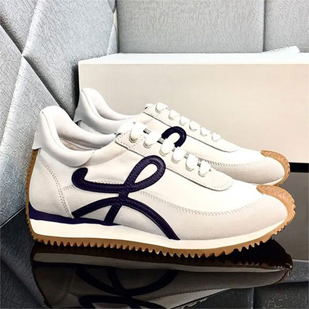 chaussures de créateur baskets pour femmes chaussures de sport Flow Runner en nylon et daim noir blanc Baskets à lacets avec une tige souple en c