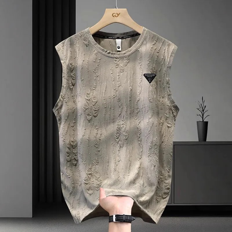 New Designer Men's T Shirt Summer Sleeveless Shirts T-shirt Fashionable Tshirts Men Outdoor Sports Loose Top Premium Luxury Round-neck Casual B