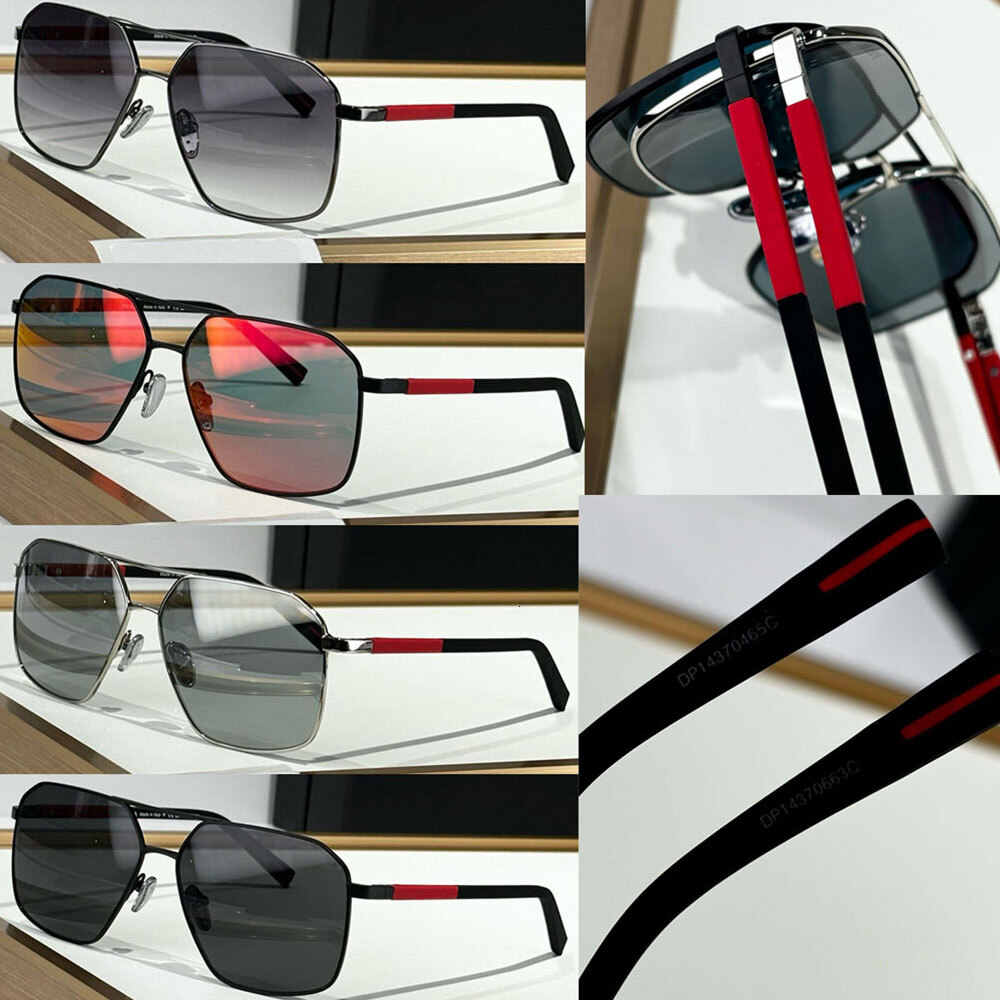 Linea Rossa Lunettes de soleil de créateur en métal pour hommes Lunettes de soleil de luxe pour femmes SPSA51 50 La silhouette rectangulaire prés