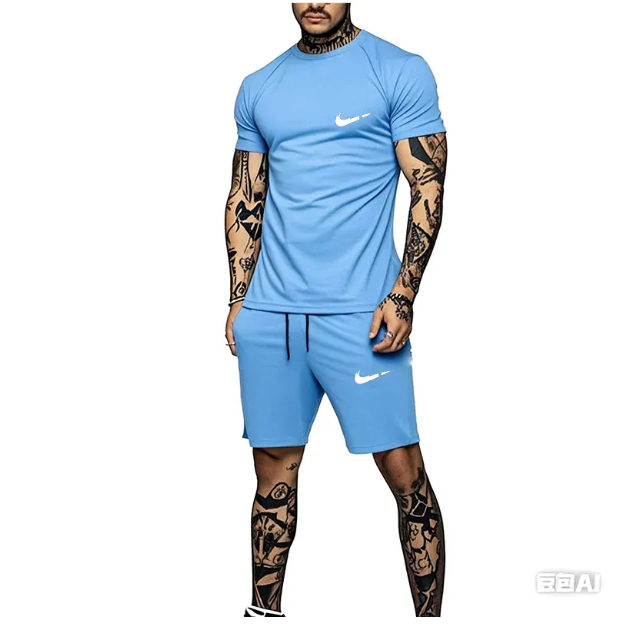 Men's Tracksuits Summer tshirt shorts 2-piece tracksuit men's white tick outdoor sports street casual clothing pattern men's designer