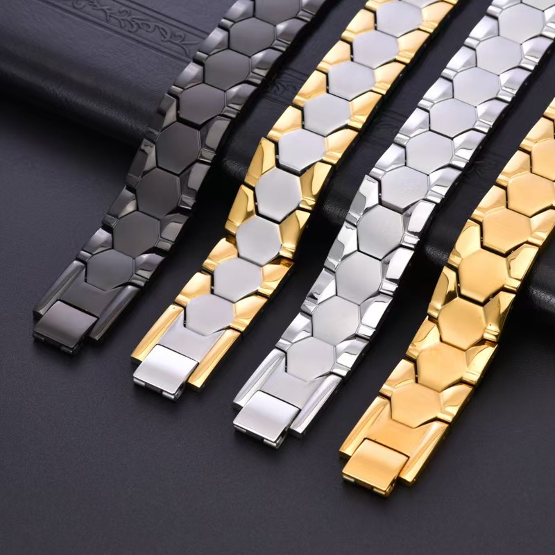 Solid Hard Bangles Designer Oval Shaped Men's Stainless Steel Magnetic Bracelet With Detachable women Energy Wristband Rigid