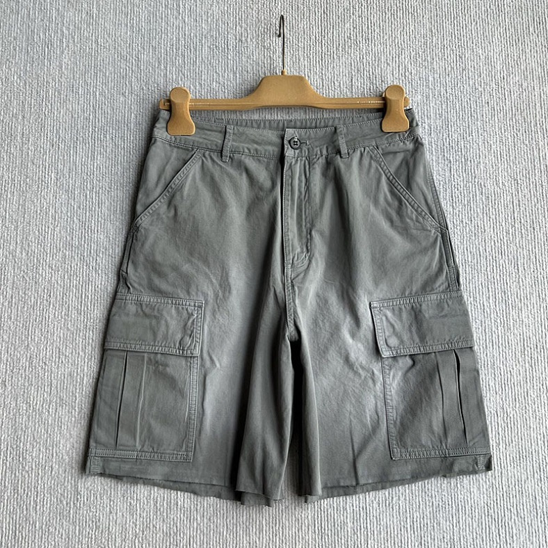 Femmes Vintage cinquième pantalon concepteur ample Style de rue pantalon court été bureau trajet gris Cargo pantalon