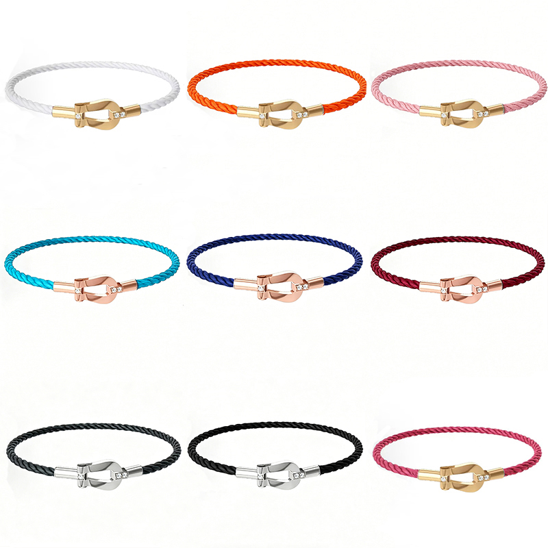 Fashion Brand Freed Bracelet Luxury Horseshoe Buckle Rope Bracelet Half Diamond High Quality Stainless Steel Designer Jewelry For Men And Women