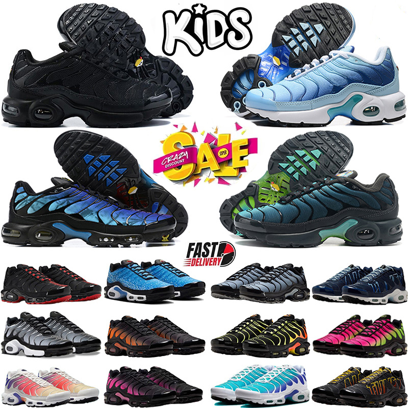 Designer Tn Plus 2.0 Kids Shoes Boy Girls Fashion Children Shoes Tn2 Shoes Triple Black White Gold Red Blue Trainers Outdoor Athletic Toddler Sneake