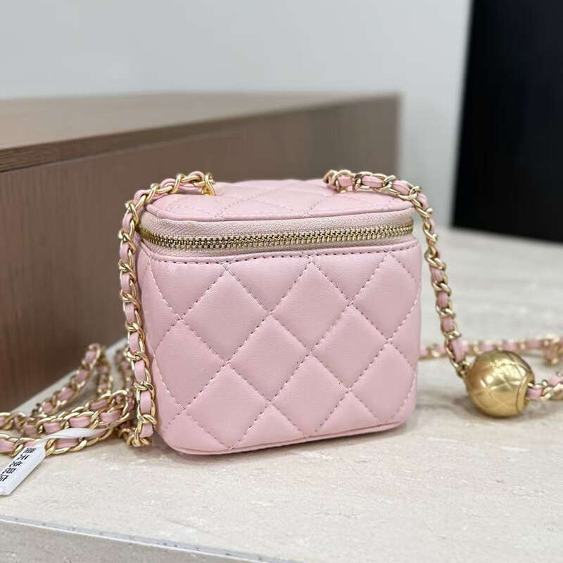Designer Handbag Mini Vanity Bag Luxury Gold Ball Chain makeup bag Caviar Diamond Quilted Leather pochette Lipstick pouch Case Womens Crossbody Shou