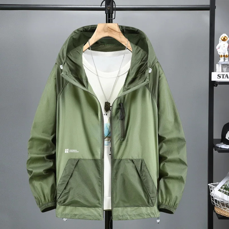 10XL 11XL Plus Size Men Summer Jackets Thin Ice Silk Sun Protection UltraLight Hooded Jacket Big 9XL Windbreaker 260609BANJIA