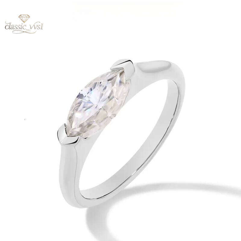 1CT Marquise Shape Synthetic Moissanite Ring 925 Sterling Silver 14K Gold Plated Rings Daily Wear Birthday Present Fine Jewelry Summervibes R135, El