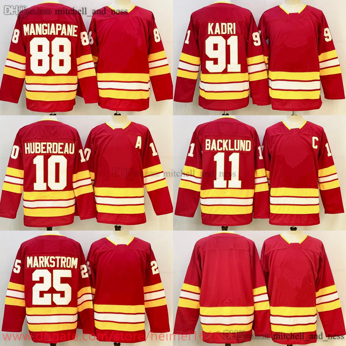 2025-26 New Hockey 10 Jonathan Huberdeau Jersey Embroidery Ice 11 Mikael Backlund 25 Jacob Markstrom 88 Andrew Mangiapane 91 Nazem Kadri Jerseys Red