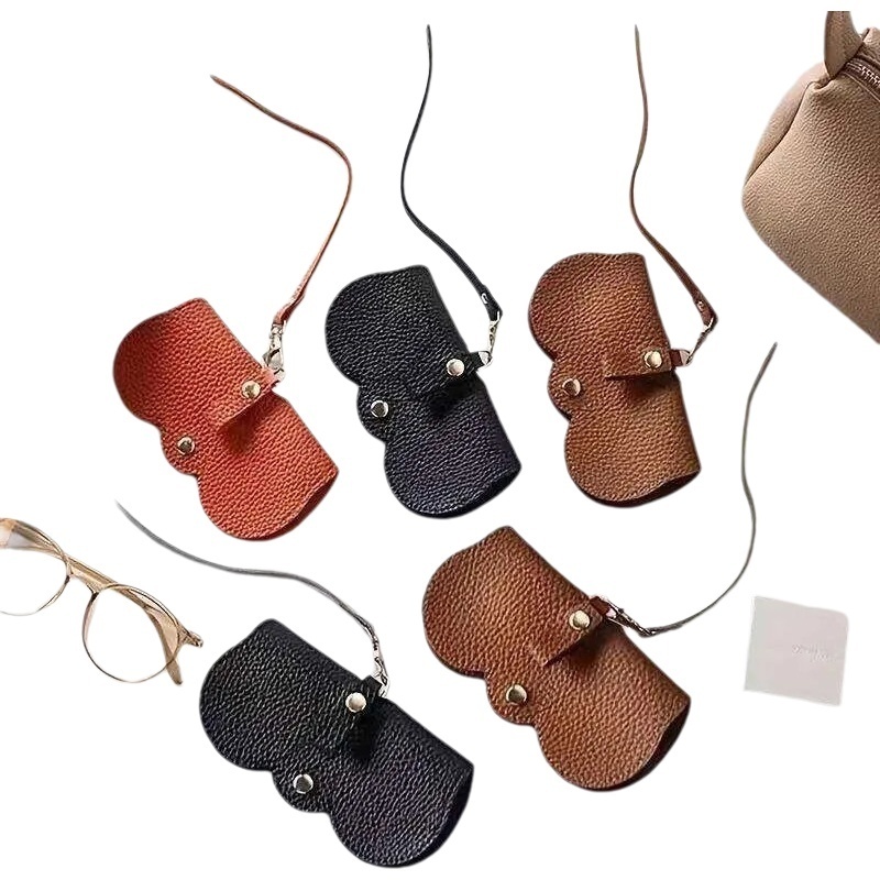 Boxes Bins Litchi Embossed Cover Cute Hanging PU Leather Sunglasses Reading Glasses Storage Bag Portable Travel Eyewear Holder