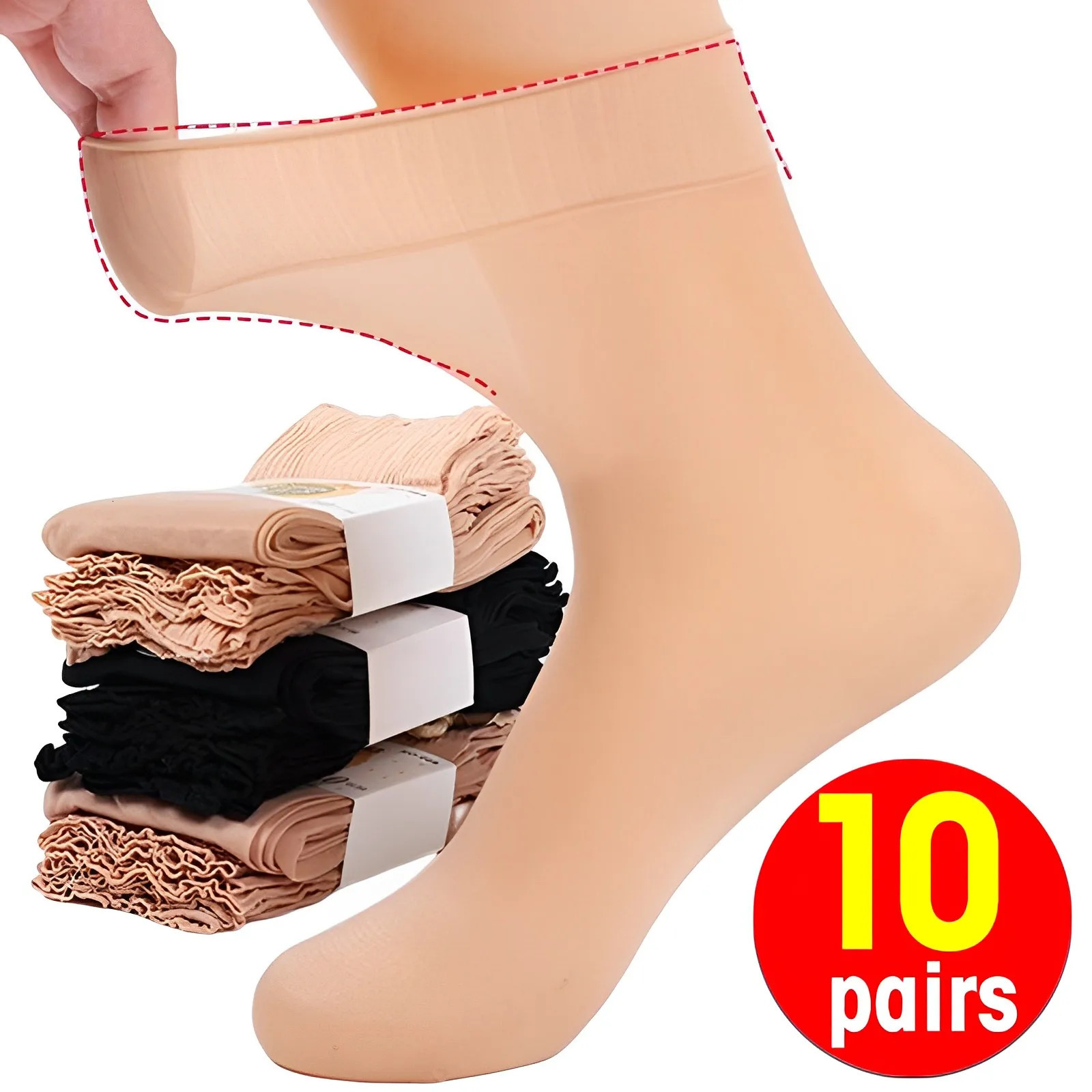 Skin Color Transparent Thin Women Ruffled Silk Socks Nylon Fashion Ladies Female Summer Short Ankle Meias 260609BANJIABANJIA