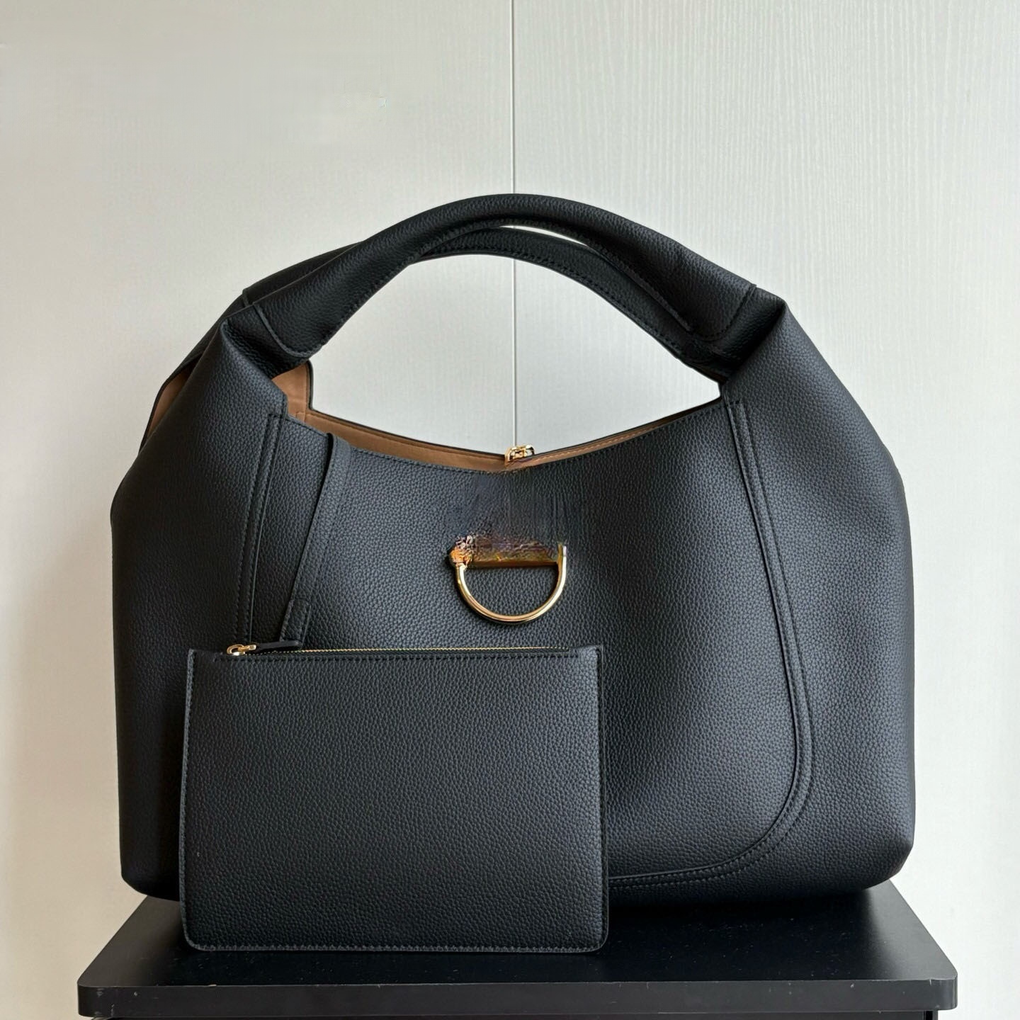 2026 Sofbit Maxi Designer Large Bag Women Hobo Tote Set Pebbled Leather Top Handle Purse with Detachable Pouch Gold D-Ring Shoulder Crossbody Luxury