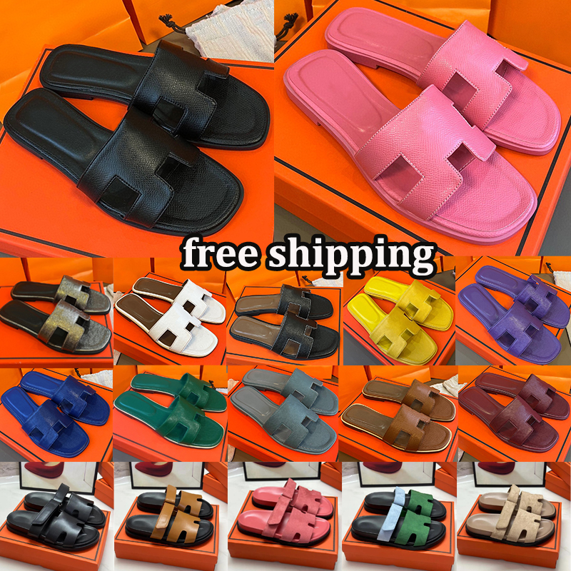 free shipping with box designer sandals for women orans slippers luxury sliders leather slipper slide shoes brown black white pink chaussure scarpe