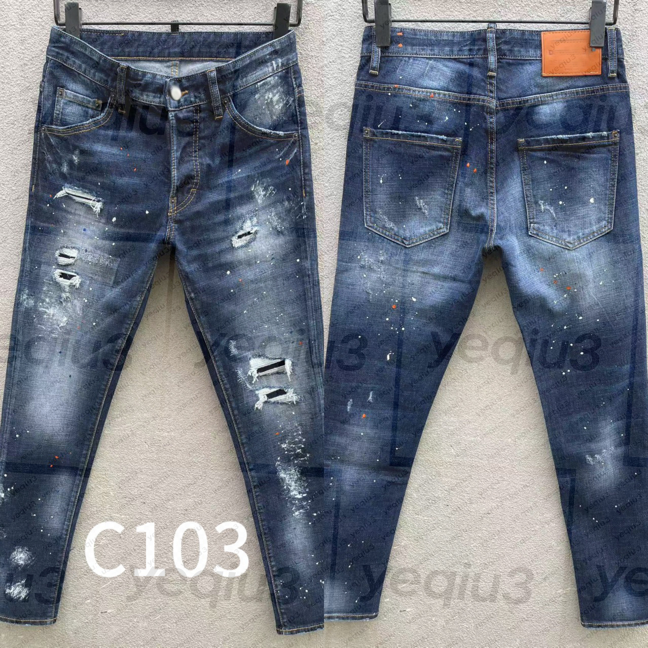 Men's Casual Stretch Denim Jeans Vintage Ripped Classic Biker jeans European American Style Pants-image-1110808639