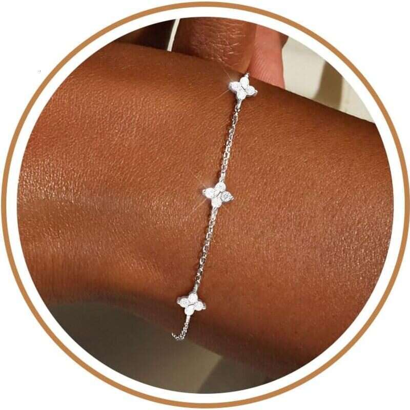 Exquisite silver gold bracelet for women, fashionable non-fading, 14K gold-plated waterproof diamond cute and stackable, heart-shaped, butterfly,-image-1110791377