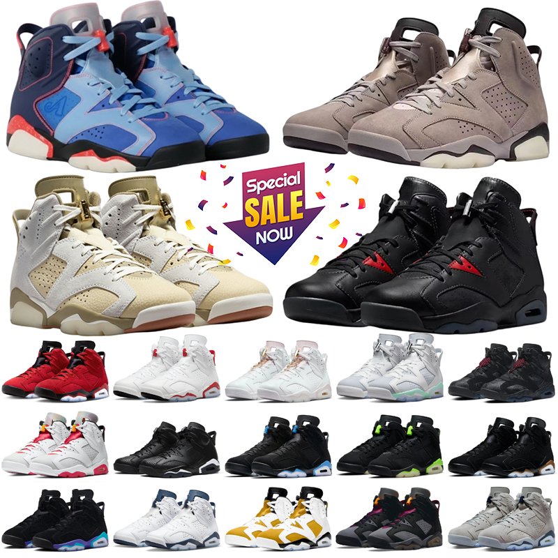 6s chaussures de basket-ball britannique kaki UNC bleu or casquette et robe noir infrarouge Bordeaux Tech Chrome lièvre sports de plein air baske