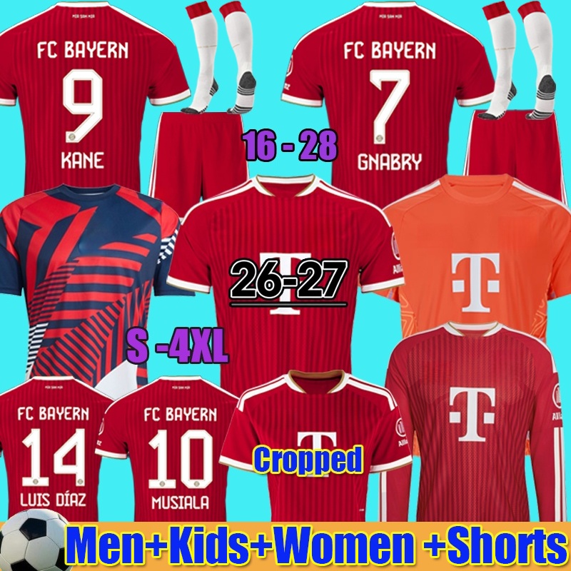 bayern 26 27 soccer jersey 2026 football shirt Kane Goretzka Gnabry Kimmich men kids shorts cropped pre match goalkeeper kit set home