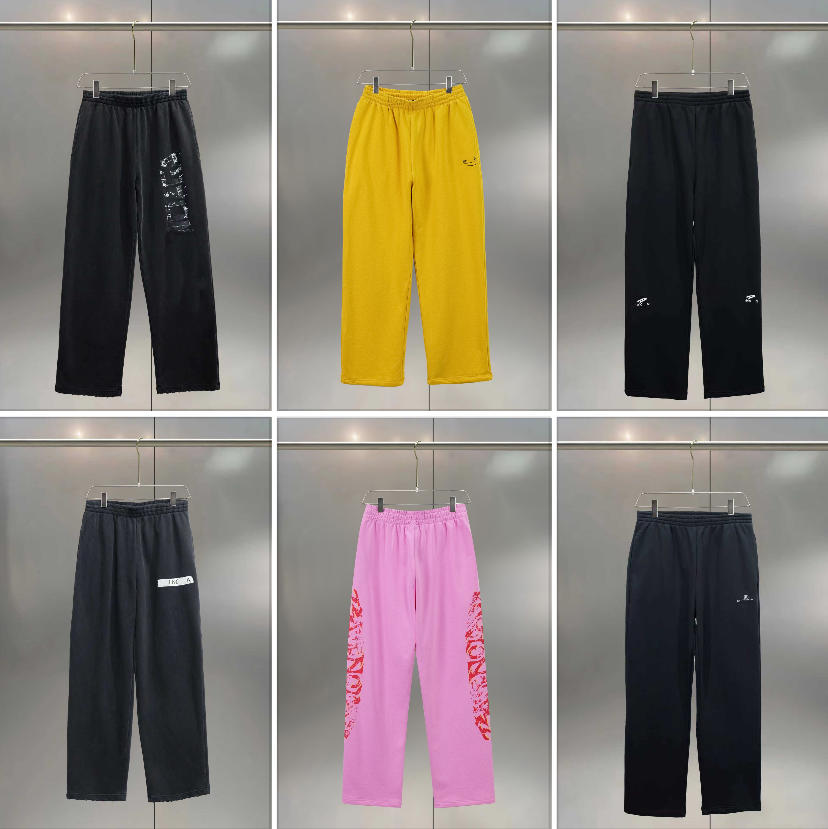 Mens Long Pants Waist Sports Casual Wide Leg Sweatpants Hip Hop Streetwear Loose Fit High Street Jogger Pants for Men Women